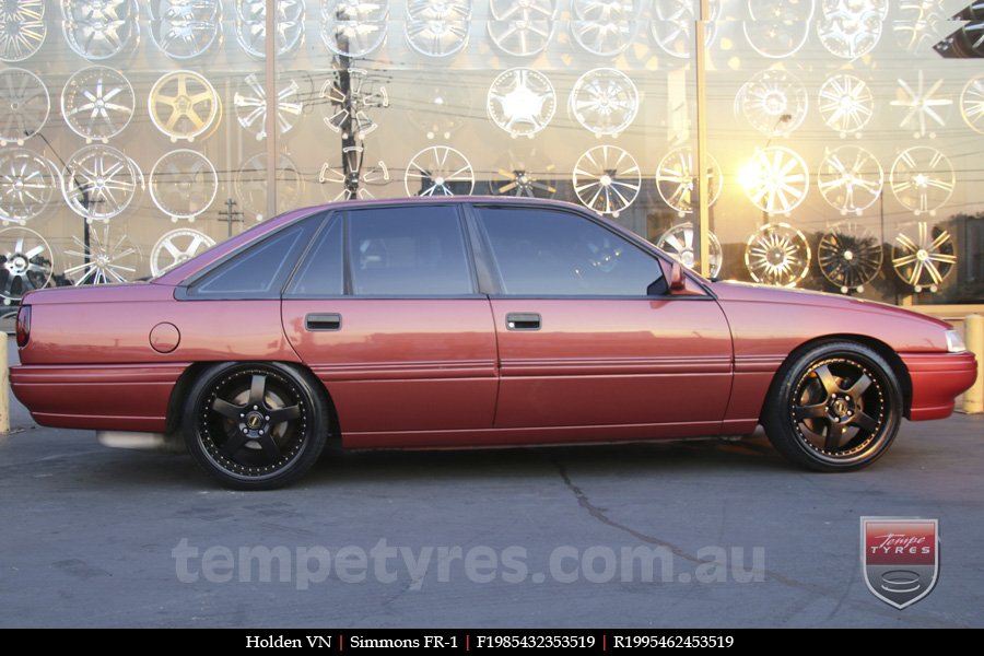 19x8.5 19x9.5 Simmons FR-1 Satin Black on HOLDEN COMMODORE VN