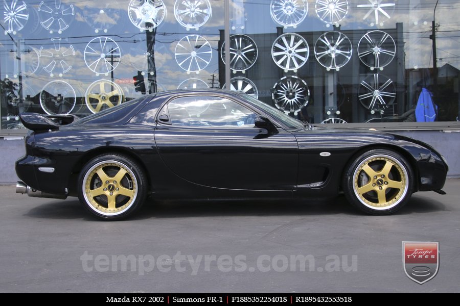 18x7.0 18x8.5 Simmons FR-1 Gold on MAZDA RX7