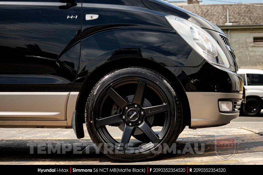 20x9.0 Simmons S6 Matte Black NCT on Hyundai iMax