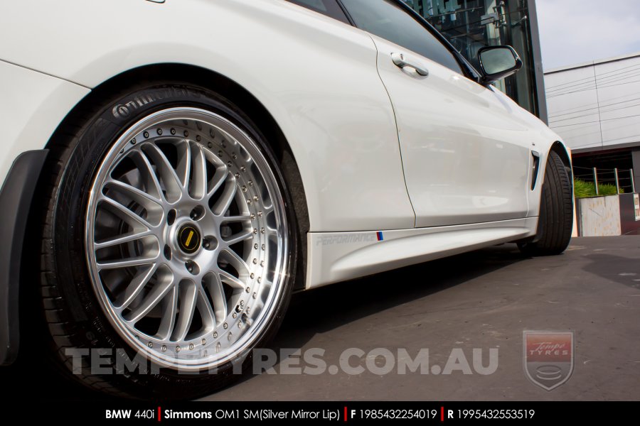 19x8.5 19x9.5 Simmons OM-1 Silver on BMW 4 Series