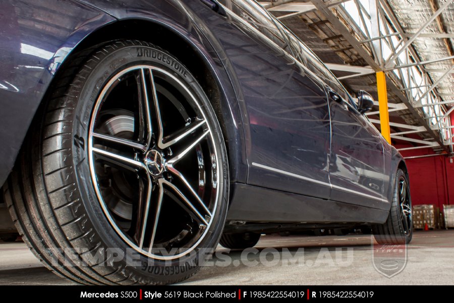 19x8.5 5619 Black Polished on Mercedes S-Class