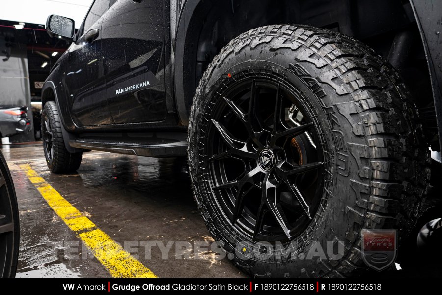 18x9.0 Grudge Offroad ZX2559 Gladiator Satin Black on VW Amarok