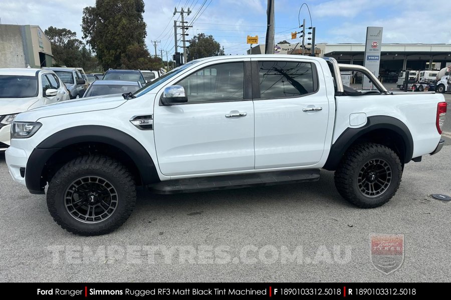 18x9.0 Simmons RUGGED RF3 Matt Black Tint Machined on Ford Ranger