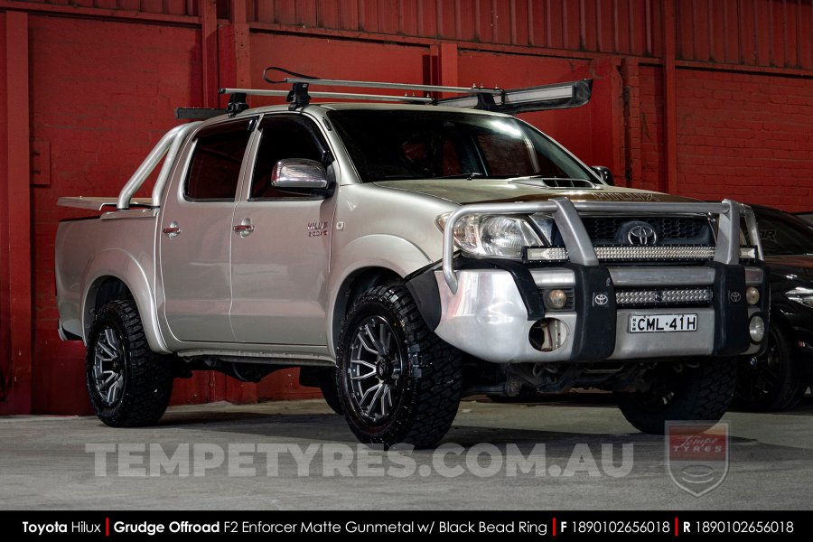 18x9.0 Grudge Offroad F2 Enforcer Matte Gunmetal on Toyota Hilux