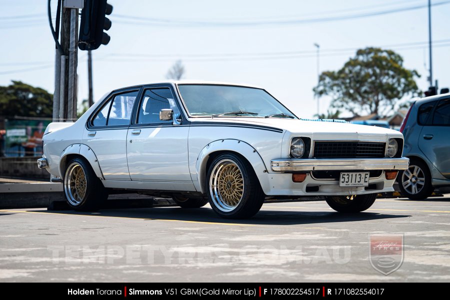 17x8.0 17x10 Simmons V51 GBM on Holden Torana