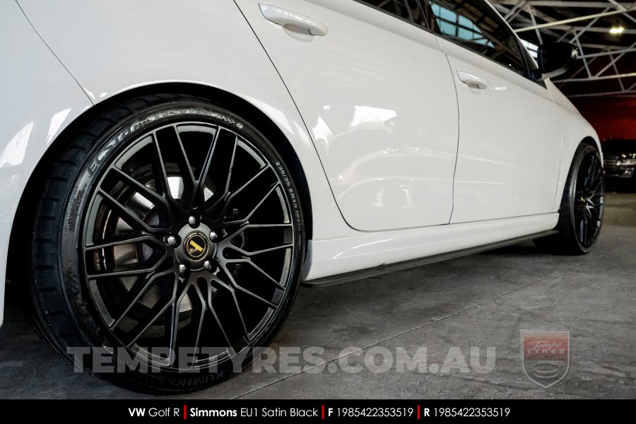 19x8.5 Simmons EU1 Satin Black on VW Golf R