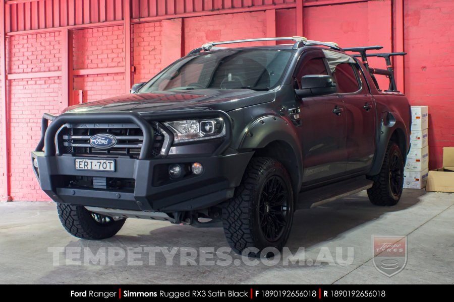 18x9.0 Simmons Rugged RX3 Satin Black on Ford Ranger