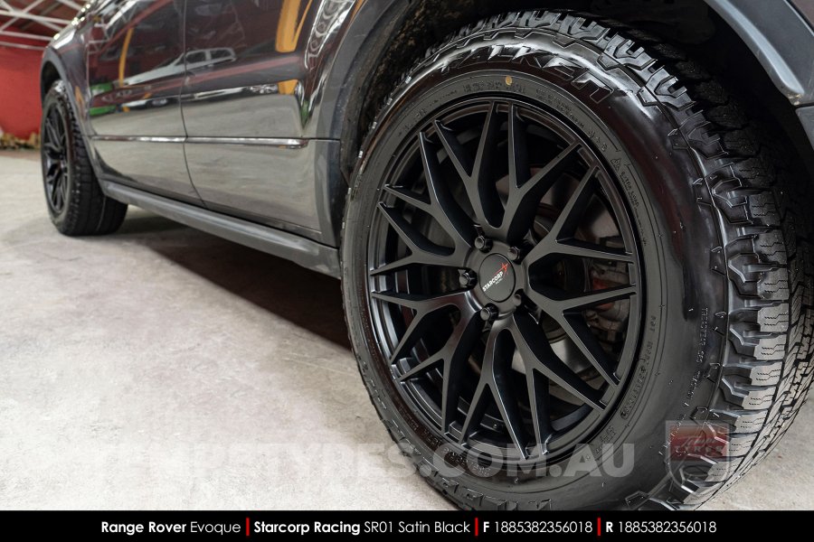 18x8.5 Starcorp Racing SR01 Satin Black on Range Rover Evoque