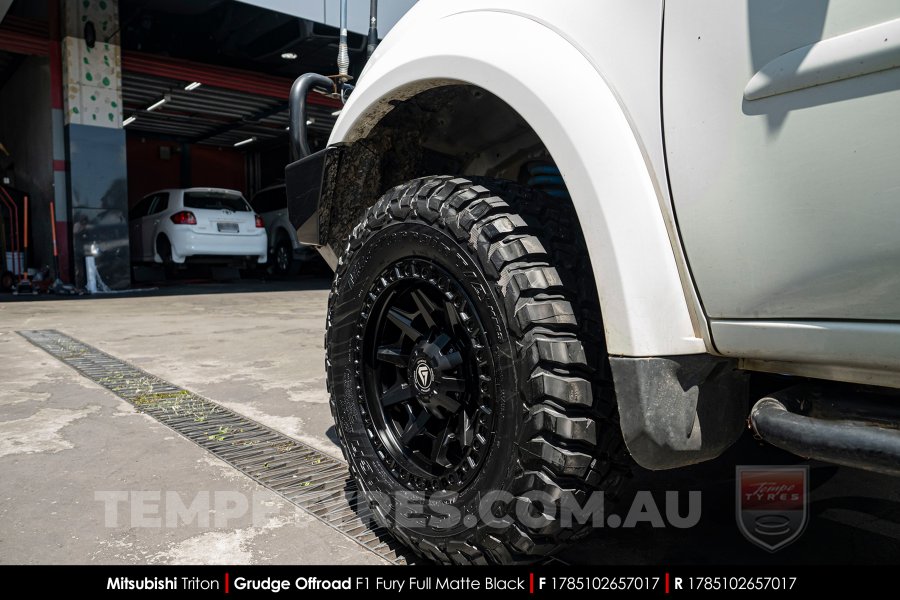 17x8.5 Grudge Offroad F1 Fury Full Matte Black on Mitsubishi Triton