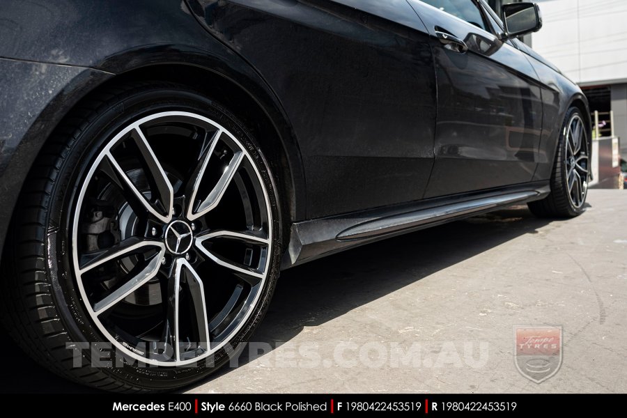 19x8.0 6660 Black Polished on Mercedes E-Class