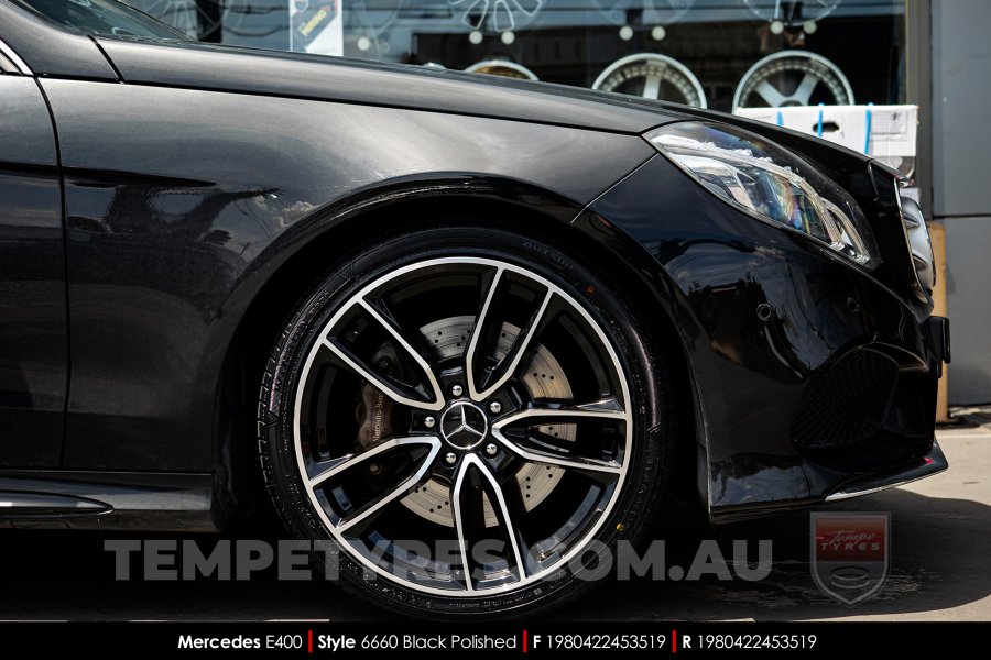 19x8.0 6660 Black Polished on Mercedes E-Class