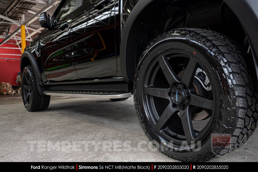 20x9.0 Simmons S6 Matte Black NCT on Ford Ranger Wildtrak