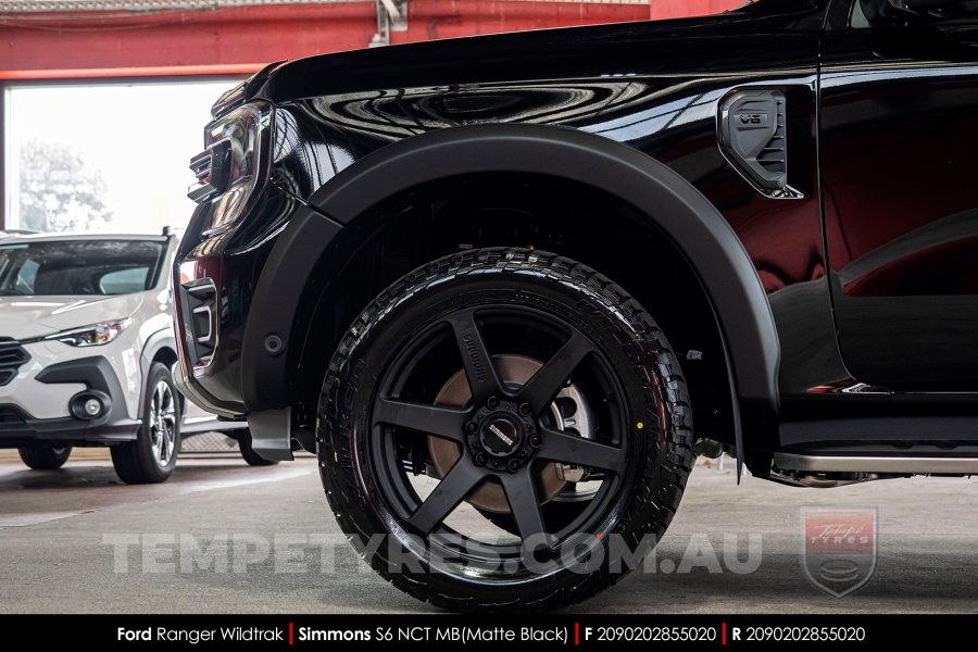 20x9.0 Simmons S6 Matte Black NCT on Ford Ranger Wildtrak