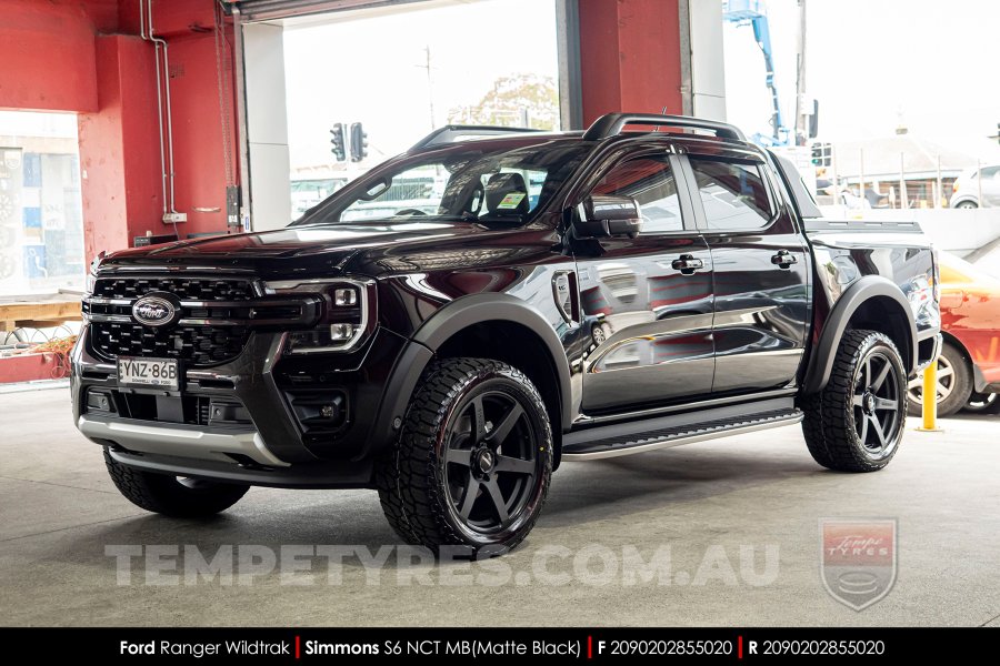 20x9.0 Simmons S6 Matte Black NCT on Ford Ranger Wildtrak