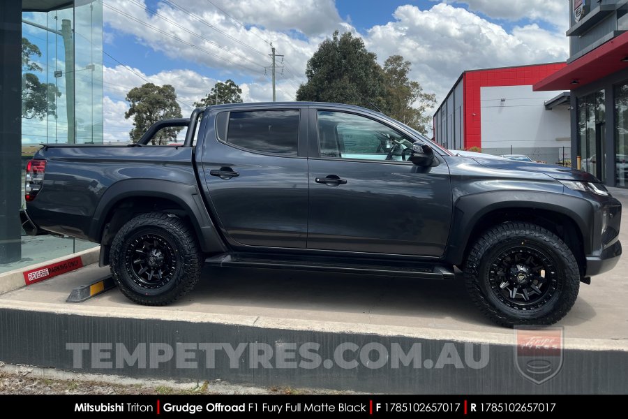 17x8.5 Grudge Offroad F1 Fury Full Matte Black on Mitsubishi Triton