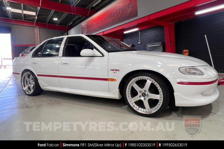 19x8.5 19x9.5 Simmons FR-1 Silver on Ford Falcon