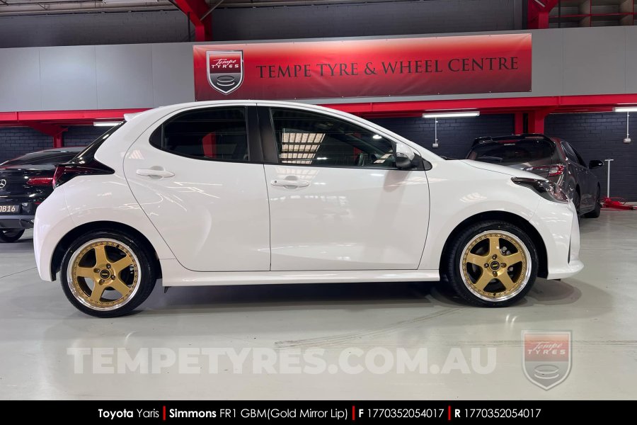 17x7.0 17x8.5 Simmons FR-1 Gold on Toyota Yaris