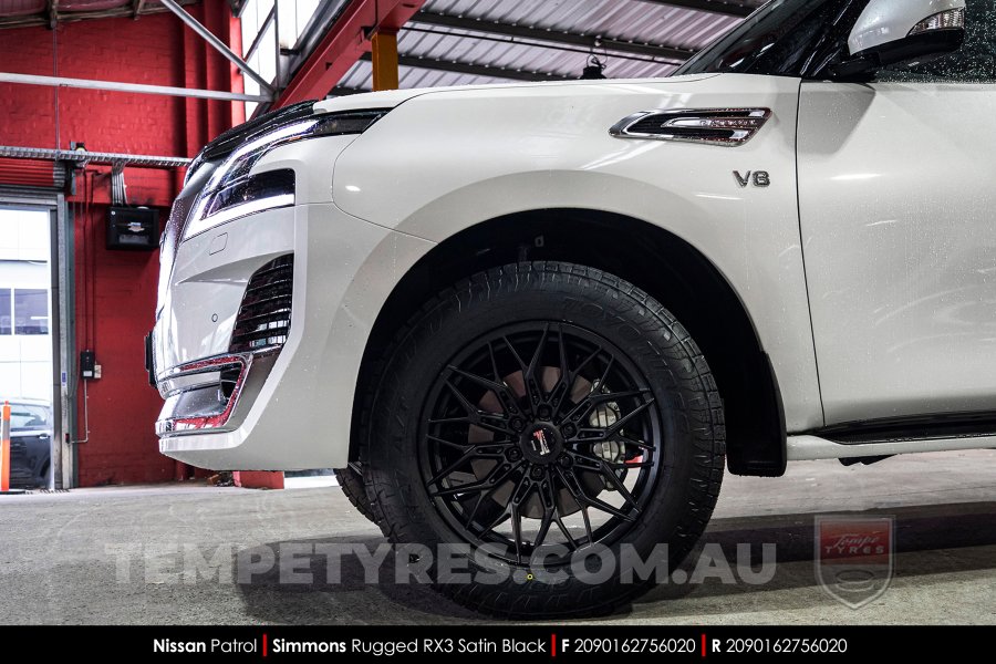 20x9.0 Simmons Rugged RX3 Satin Black on Nissan Patrol