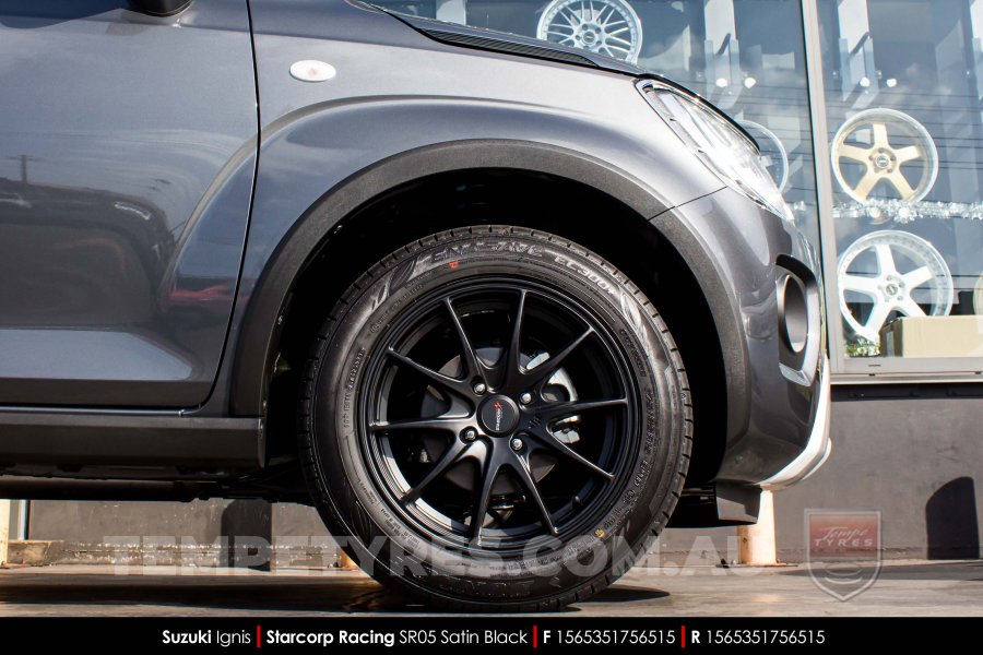 15x6.5 Starcorp Racing SR05 Satin Black on Suzuki Ignis