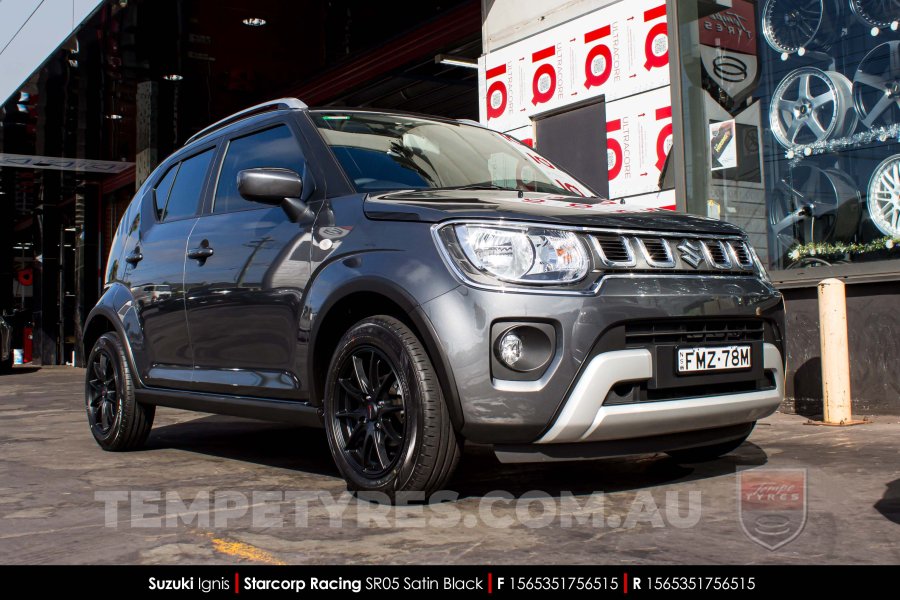 15x6.5 Starcorp Racing SR05 Satin Black on Suzuki Ignis