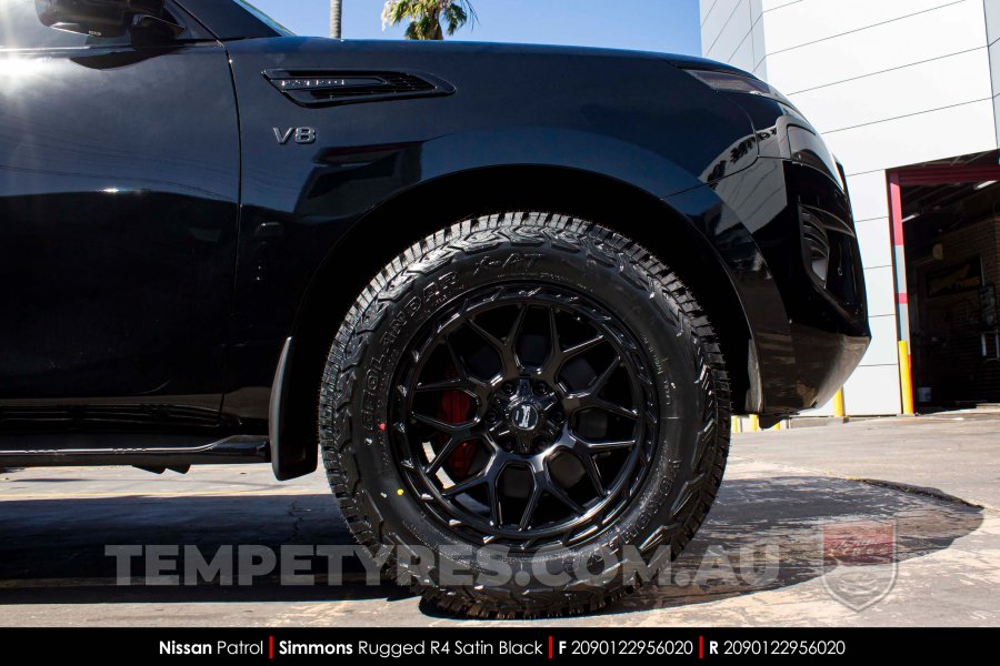 20x9.0 Simmons Rugged R4 Satin Black on Nissan Patrol