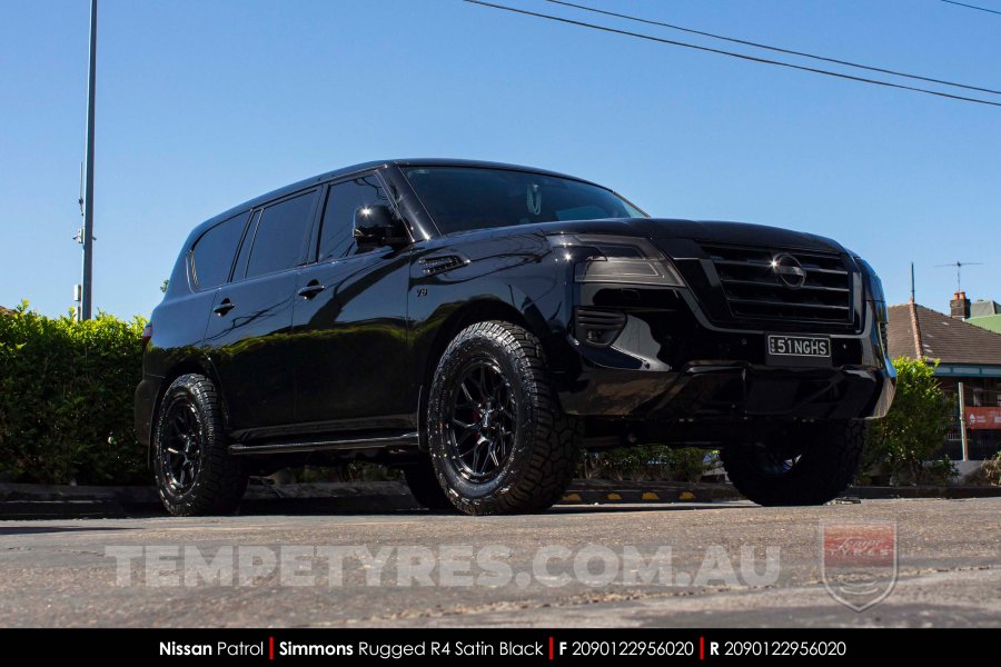 20x9.0 Simmons Rugged R4 Satin Black on Nissan Patrol