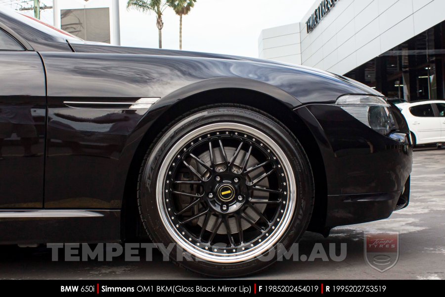 19x8.5 19x9.5 Simmons OM-1 Gloss Black on BMW 6 Series