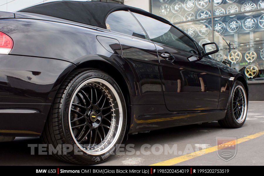 19x8.5 19x9.5 Simmons OM-1 Gloss Black on BMW 6 Series