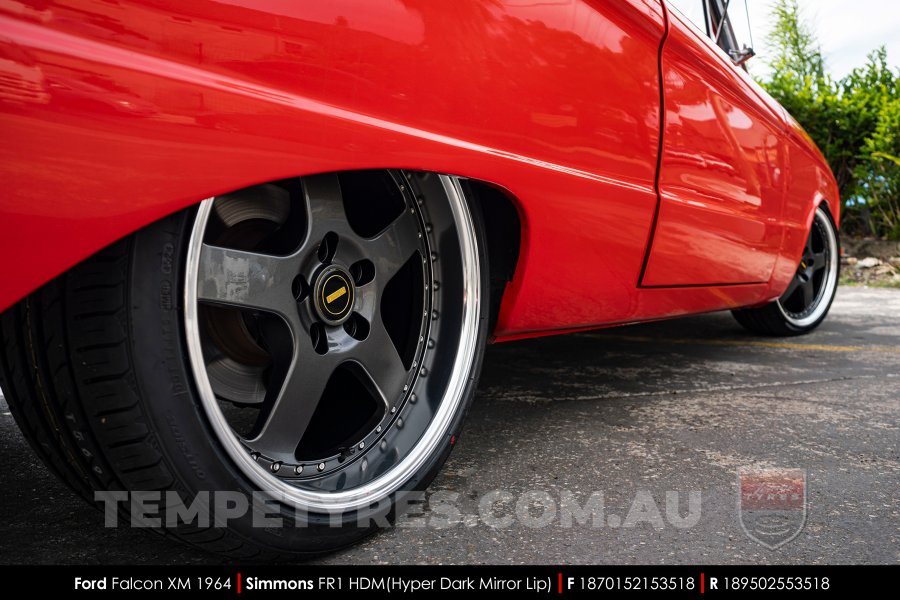 18x7.0 18x8.5 Simmons FR-1 Hyper Dark on Ford Falcon