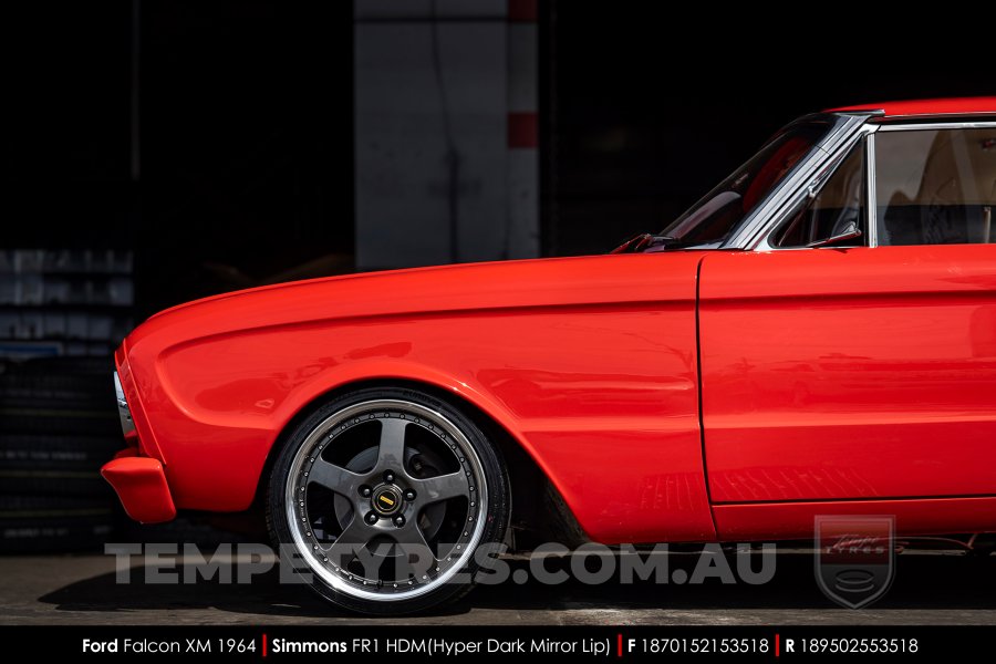 18x7.0 18x8.5 Simmons FR-1 Hyper Dark on Ford Falcon