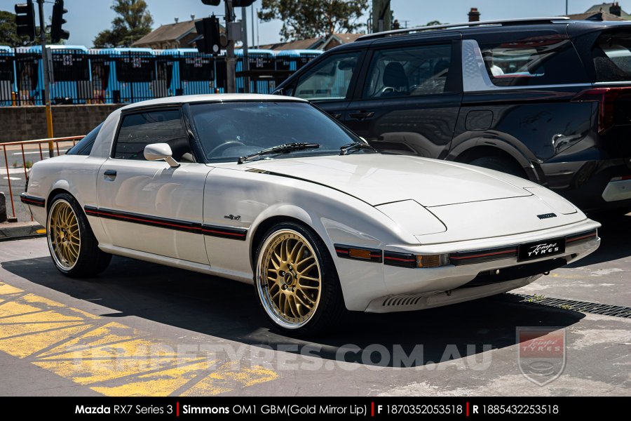 18x7.0 18x8.5 Simmons OM-1 Gold on Mazda RX7