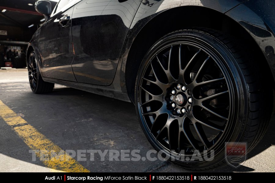 18x8.0 Starcorp Racing 498 MForce Satin Black on Audi A1