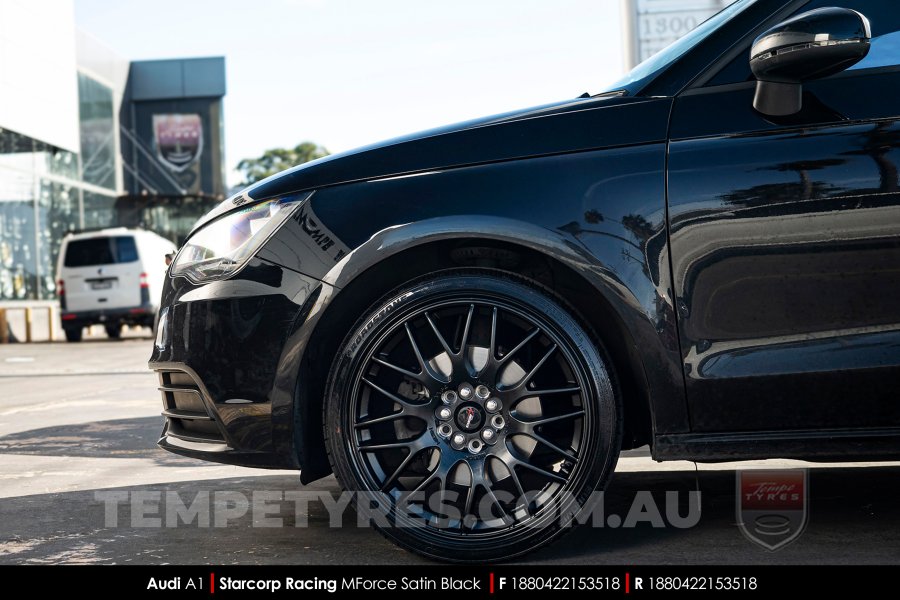 18x8.0 Starcorp Racing 498 MForce Satin Black on Audi A1