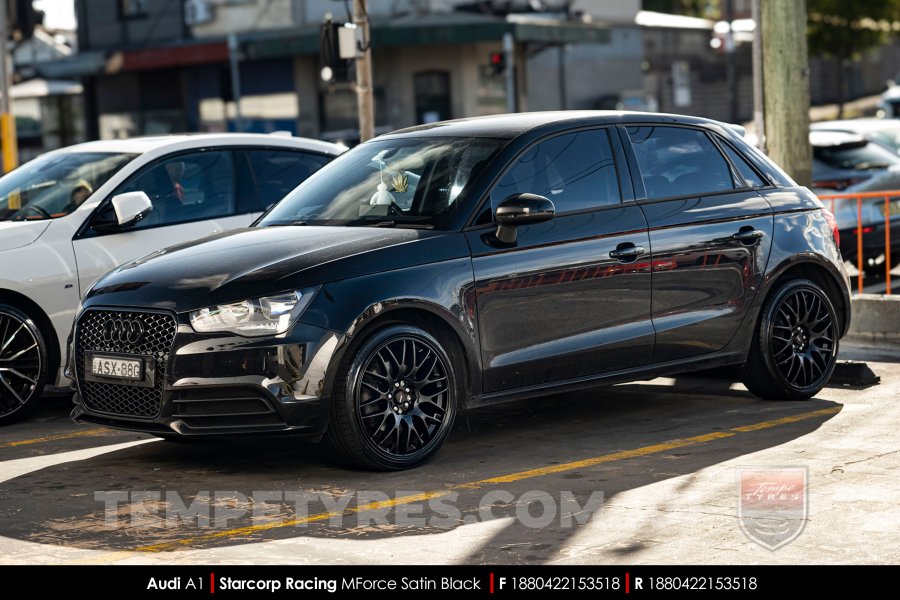 18x8.0 Starcorp Racing 498 MForce Satin Black on Audi A1