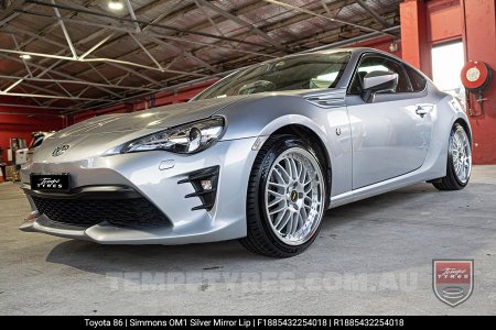 18x8.5 18x9.5 Simmons OM-1 Silver on Toyota 86