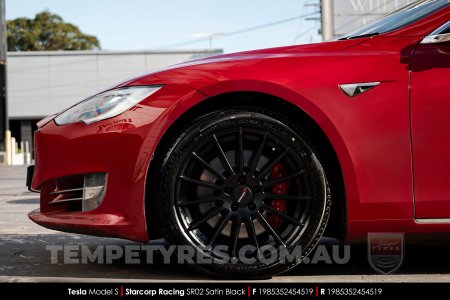 19x8.5 Starcorp Racing SR02 Satin Black on Tesla Model S