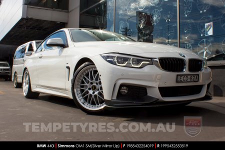 19x8.5 19x9.5 Simmons OM-1 Silver on BMW 4 Series
