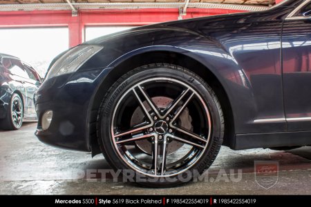 19x8.5 5619 Black Polished on Mercedes S-Class