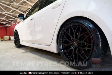 18x8.5 Starcorp Racing SR01 Satin Black on Mazda 3