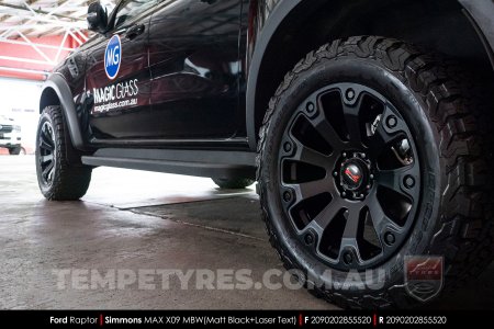 20x9.0 Simmons MAX X09 MBW on Ford Ranger Raptor