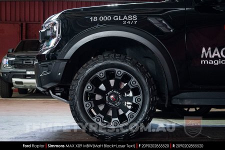 20x9.0 Simmons MAX X09 MBW on Ford Ranger Raptor