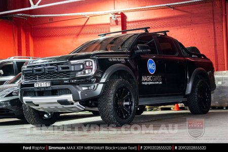 20x9.0 Simmons MAX X09 MBW on Ford Ranger Raptor