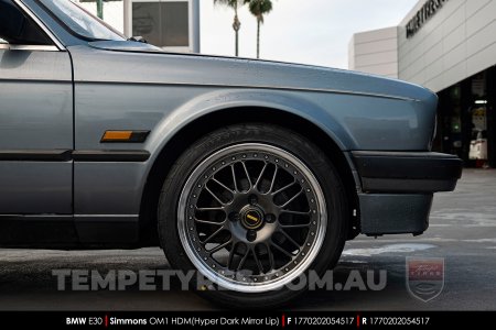 17x7.0 17x8.5 Simmons OM-1 Hyper Dark on BMW E30