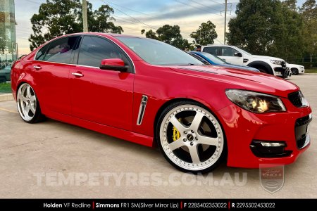 22x8.5 22x9.5 Simmons FR-1 Silver on Holden Commodore VF