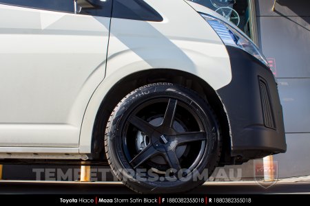 18x8.0 MOZA 907 Storm Satin Black on Toyota Hiace