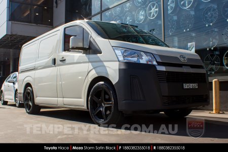 18x8.0 MOZA 907 Storm Satin Black on Toyota Hiace