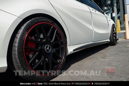 19x8.5 Style 7001 Matt Black plus Red Line on Mercedes A-Class