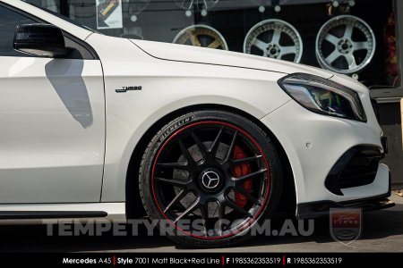 19x8.5 Style 7001 Matt Black plus Red Line on Mercedes A-Class