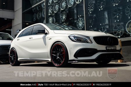 19x8.5 Style 7001 Matt Black plus Red Line on Mercedes A-Class