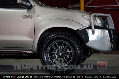 18x9.0 Grudge Offroad F2 Enforcer Matte Gunmetal on Toyota Hilux